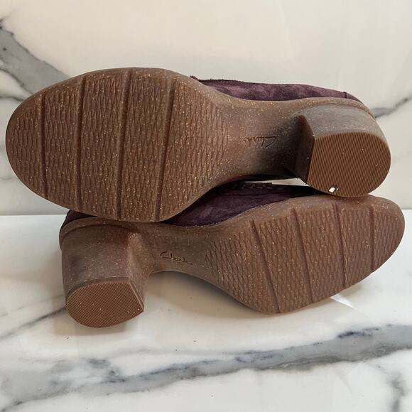Clarks Unstructured Women's Purple Suede Carleta Belle Penny Loafers Sz 9.5 Y2K - Picture 9 of 9
